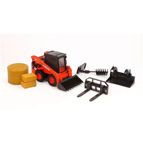 toy skid steer with attachments|toy skid loader with forks.